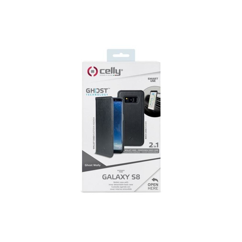 Celly Ghost Wally custodia per cellulare 14,7 cm (5.8") Custodia a libro Nero