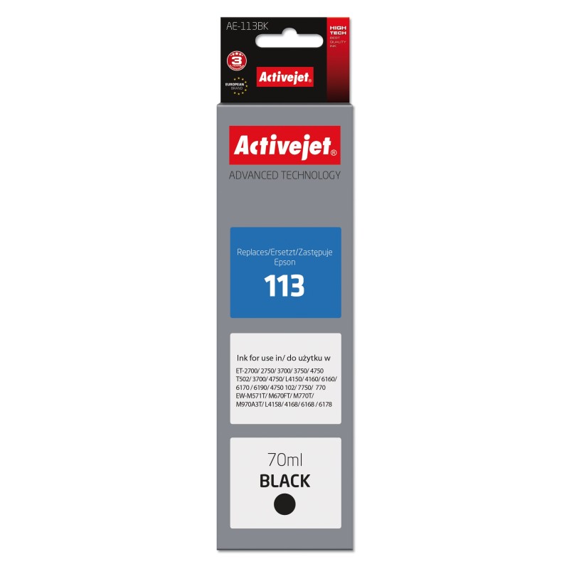 Activejet AE-113BK cartuccia d'inchiostro 1 pz Compatibile Resa standard Nero