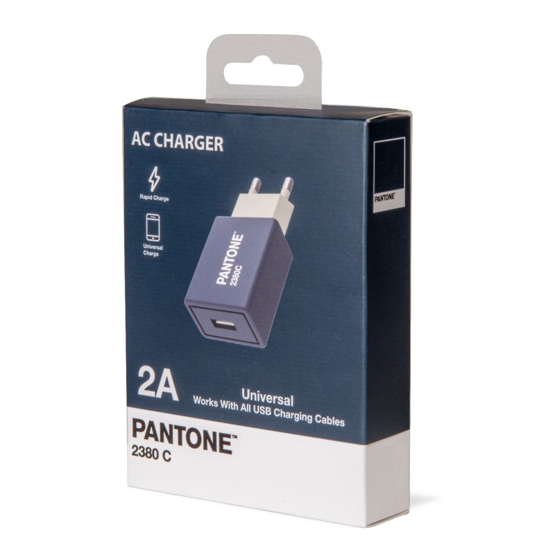 Pantone PT-AC1USBN Caricabatterie per dispositivi mobili Universale Blu marino, Bianco AC Interno