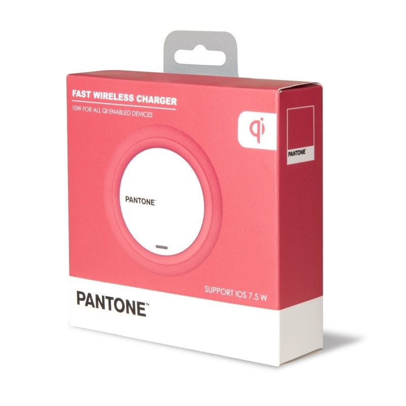 Pantone PT-WC001P Caricabatterie per dispositivi mobili Smartphone Rosa, Bianco USB Carica wireless Interno