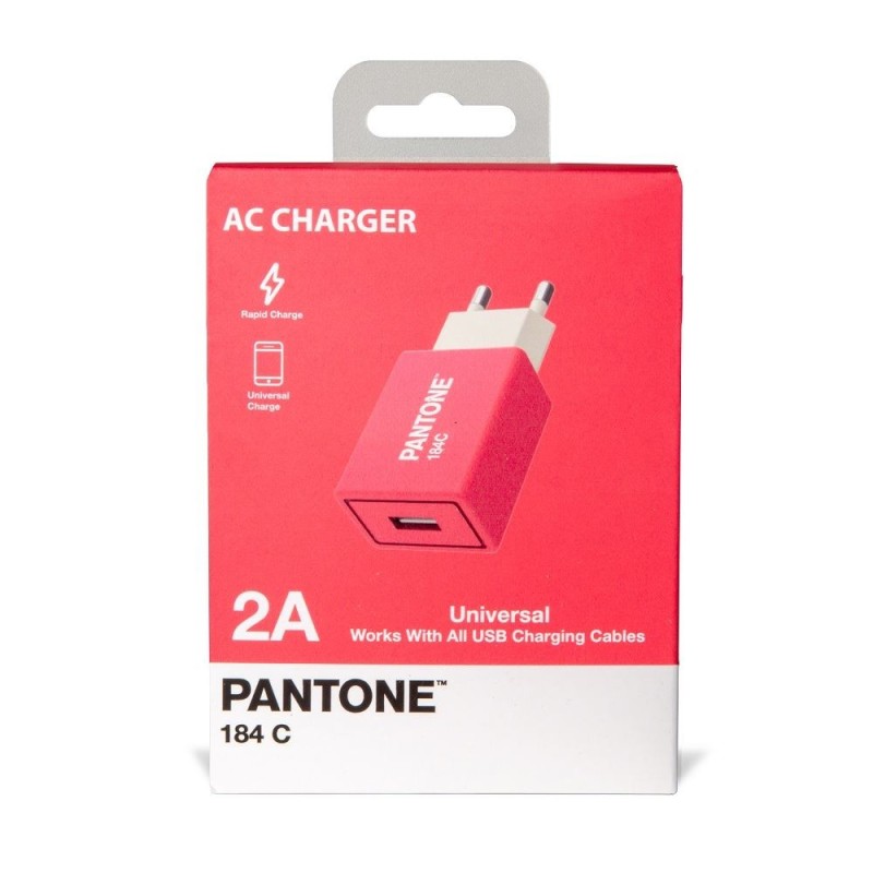 Pantone PT-AC1USBP Caricabatterie per dispositivi mobili Universale Rosa, Bianco AC Interno