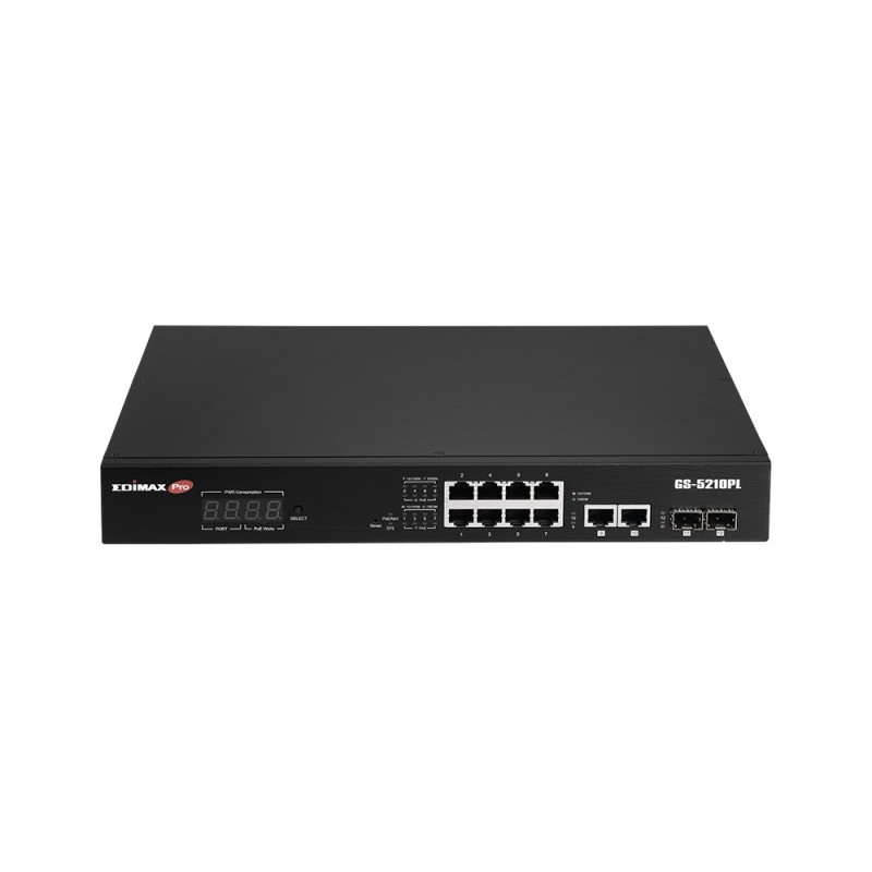 Edimax GS-5210PL switch di rete Gestito Gigabit Ethernet (10 100 1000) Nero