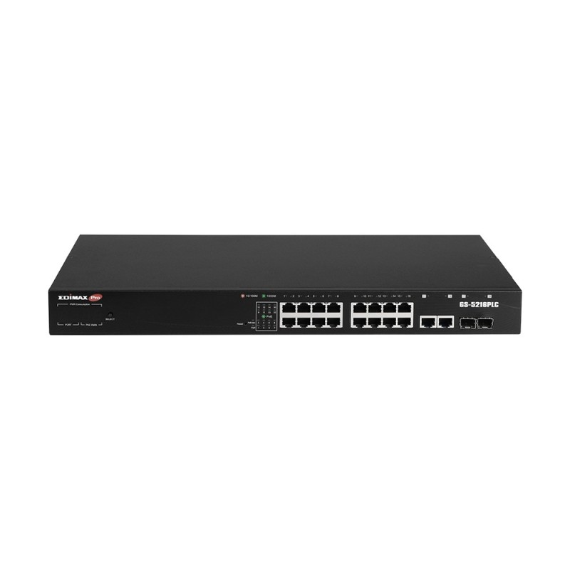 Edimax GS-5216PLC switch di rete Gestito Gigabit Ethernet (10 100 1000) Supporto Power over Ethernet (PoE) Nero