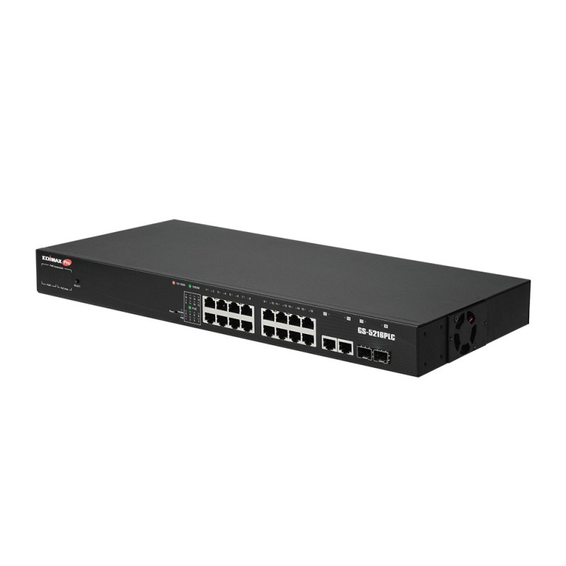 Edimax GS-5216PLC switch di rete Gestito Gigabit Ethernet (10 100 1000) Supporto Power over Ethernet (PoE) Nero