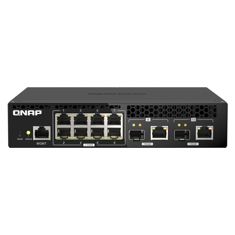 QNAP QSW-M2108R-2C switch di rete Gestito L2 2.5G Ethernet (100 1000 2500) Supporto Power over Ethernet (PoE) Nero