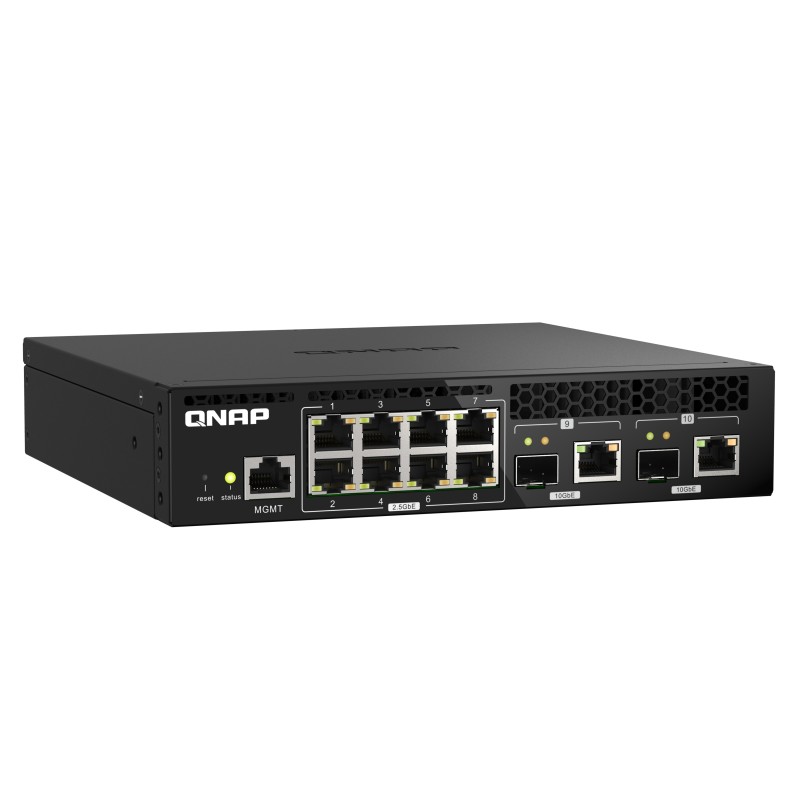 QNAP QSW-M2108R-2C switch di rete Gestito L2 2.5G Ethernet (100 1000 2500) Supporto Power over Ethernet (PoE) Nero