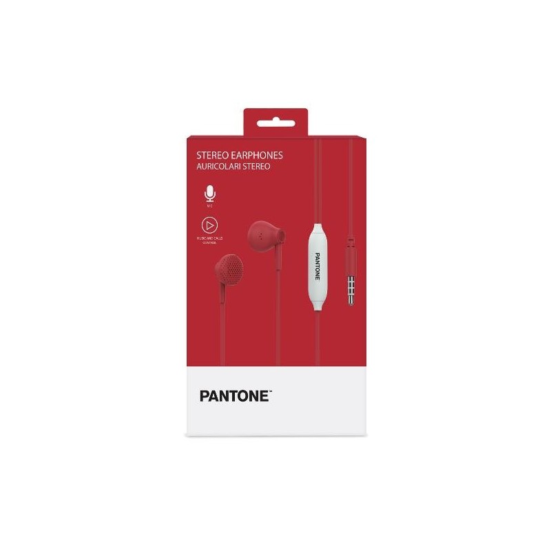 Pantone PT-WDE001R1 cuffia e auricolare Cuffie Cablato In-ear Musica e Chiamate Rosso, Bianco