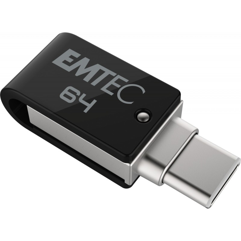 Emtec T260C unità flash USB 64 GB USB Type-A   USB Type-C 3.2 Gen 1 (3.1 Gen 1) Nero, Acciaio inossidabile