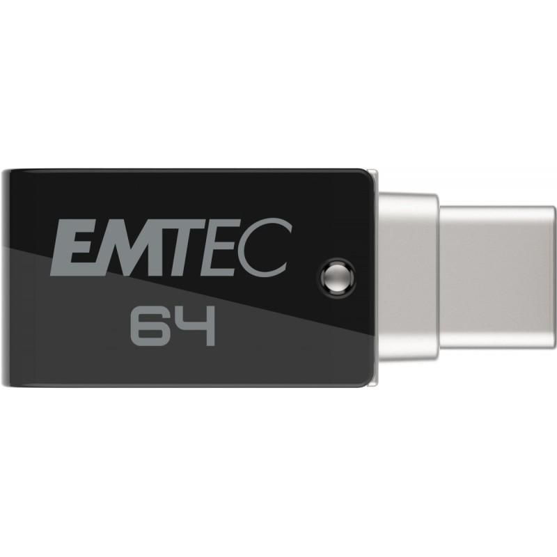 Emtec T260C unità flash USB 64 GB USB Type-A   USB Type-C 3.2 Gen 1 (3.1 Gen 1) Nero, Acciaio inossidabile