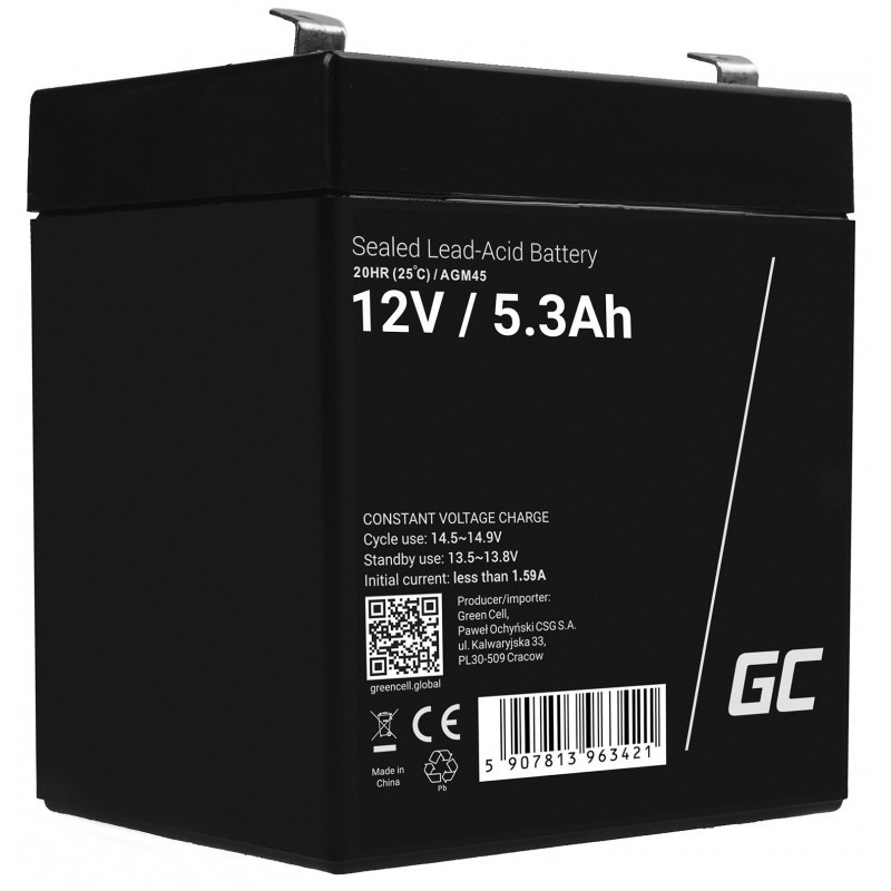 Green Cell AGM45 batteria UPS Acido piombo (VRLA) 12 V 5,3 Ah