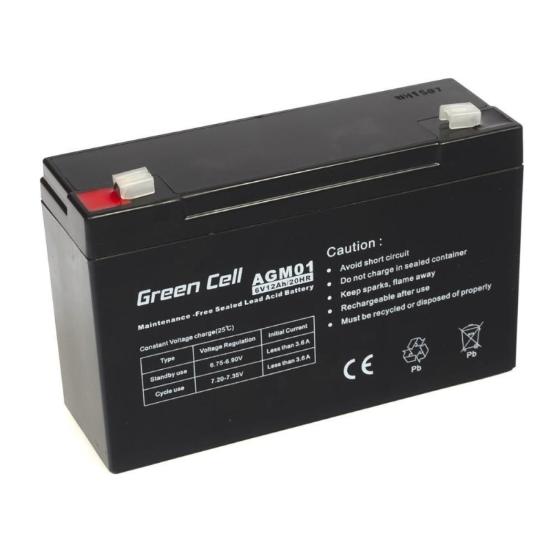 Green Cell AGM Battery 6V 12Ah - Batterie - 12.000 mAh Acido piombo (VRLA)