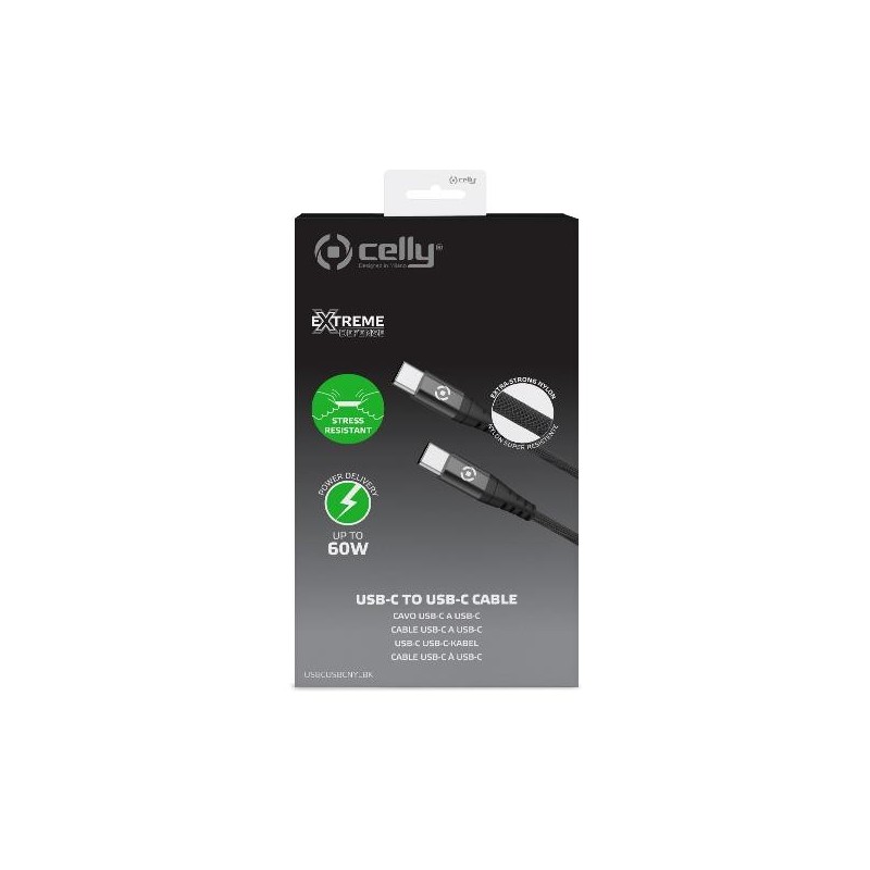 Celly USBCUSBCNYLBK cavo USB 1 m USB C Nero