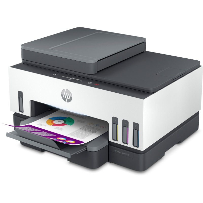 HP Smart Tank Stampante multifunzione 7605, Colore, Stampante per Abitazioni e piccoli uffici, Stampa, copia, scansione, fax,