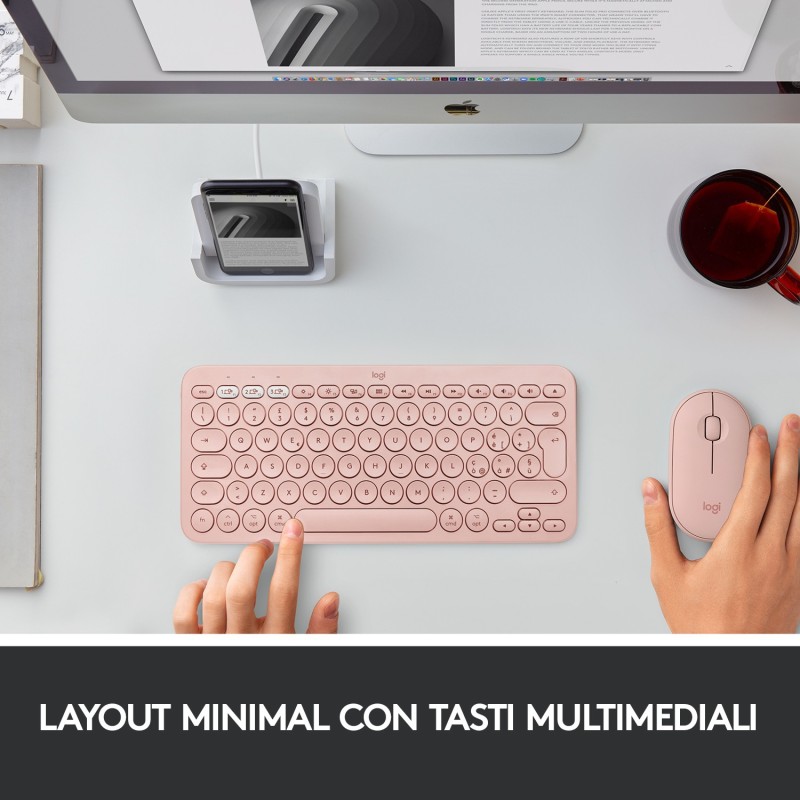 Logitech K380 Tastiera Bluetooth Multidispositivo per Mac, Sottile e Compatta, Easy-Switch fino a 3 Dispositivi, Compatibile