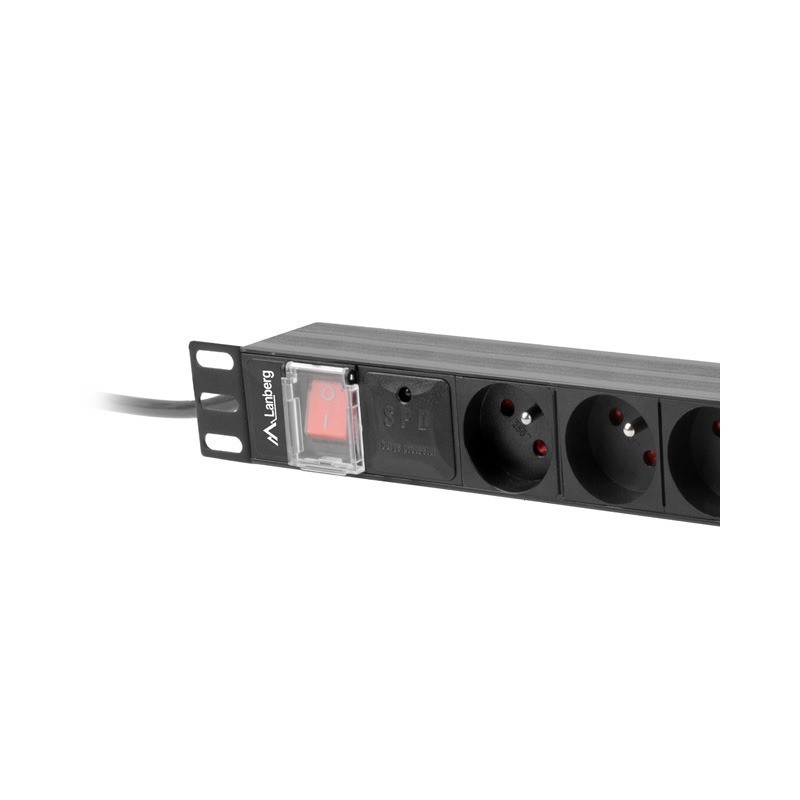 Lanberg PDU-08E-0200-BK unità di distribuzione dell'energia (PDU) 8 presa(e) AC 1U Nero