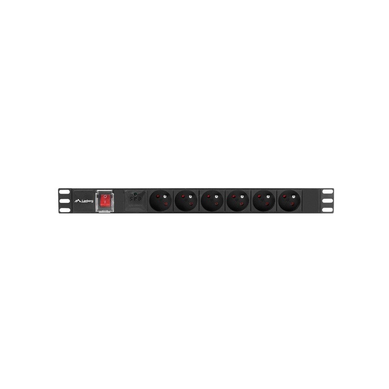 Lanberg PDU-06E-0200-BK unità di distribuzione dell'energia (PDU) 6 presa(e) AC 1U Nero