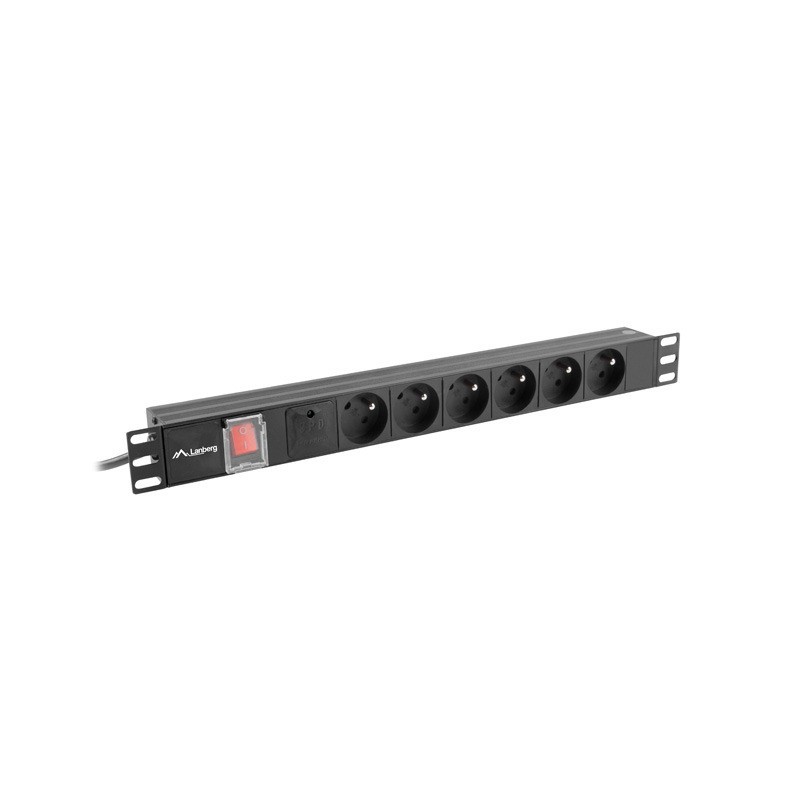 Lanberg PDU-06E-0200-BK unità di distribuzione dell'energia (PDU) 6 presa(e) AC 1U Nero