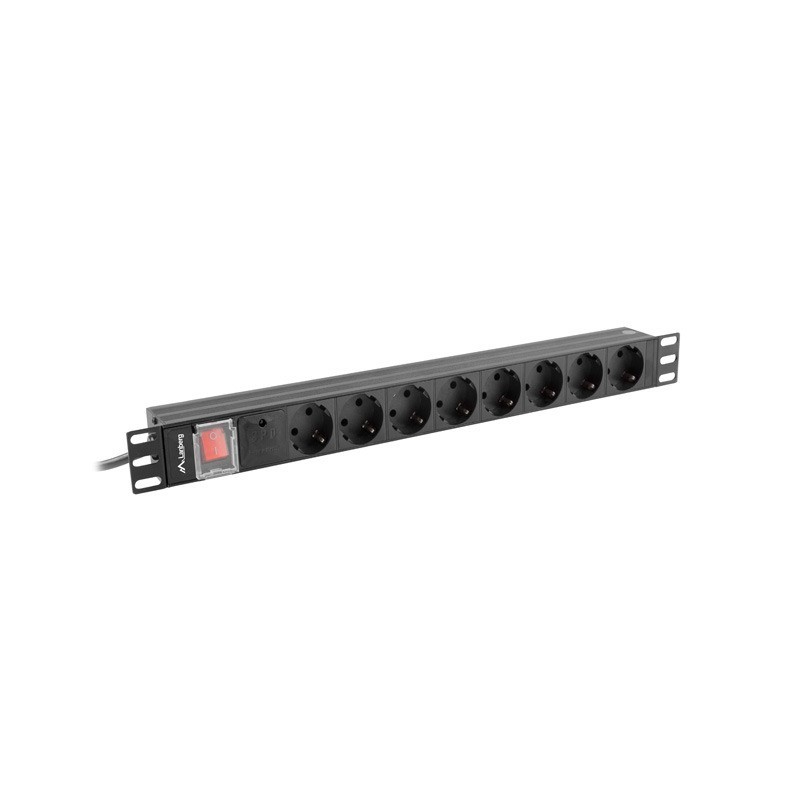 Lanberg PDU-08F-0200-BK unità di distribuzione dell'energia (PDU) 8 presa(e) AC 1U Nero