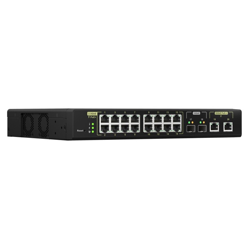 QNAP QSW-M2116P-2T2S switch di rete Gestito L2 2.5G Ethernet Supporto Power over Ethernet (PoE) Nero