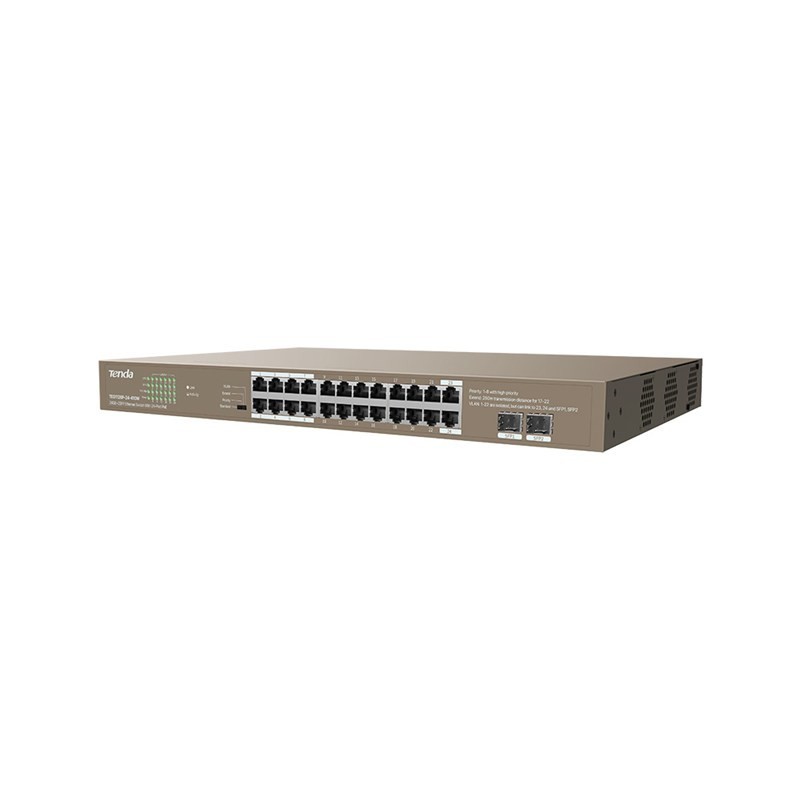 Tenda TEG1126P-24-410W switch di rete Non gestito Gigabit Ethernet (10 100 1000) Supporto Power over Ethernet (PoE) 1U Marrone