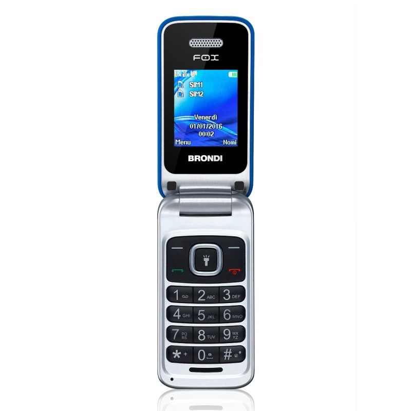 Brondi Fox 4,5 cm (1.77") 74 g Blu, Argento Telefono cellulare basico