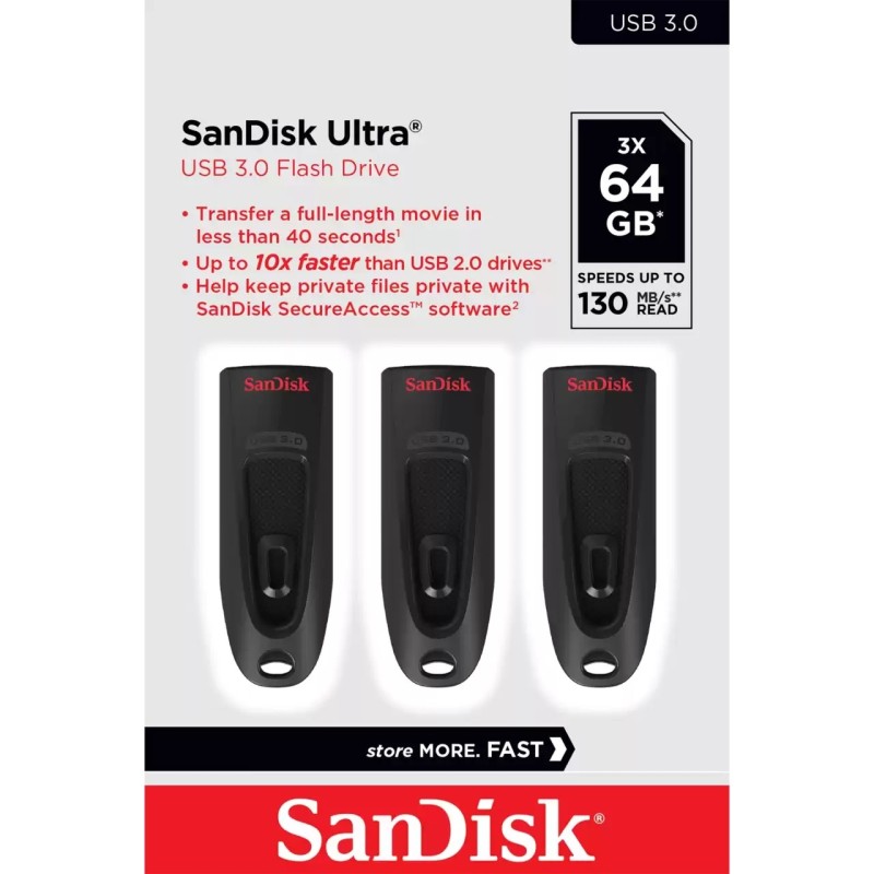 SanDisk Ultra unità flash USB 64 GB USB tipo A 3.2 Gen 1 (3.1 Gen 1) Nero