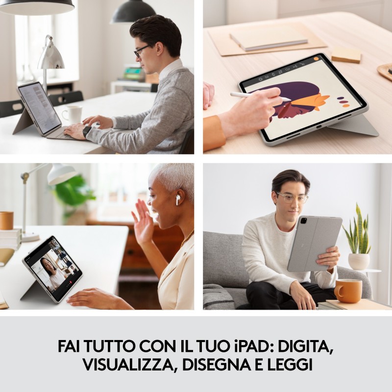 Logitech Combo Touch Custodia con Tastiera per iPad Pro 12,9 pollici (5a gen - 2021) - Tastiera Retroilluminata Rimovibile,