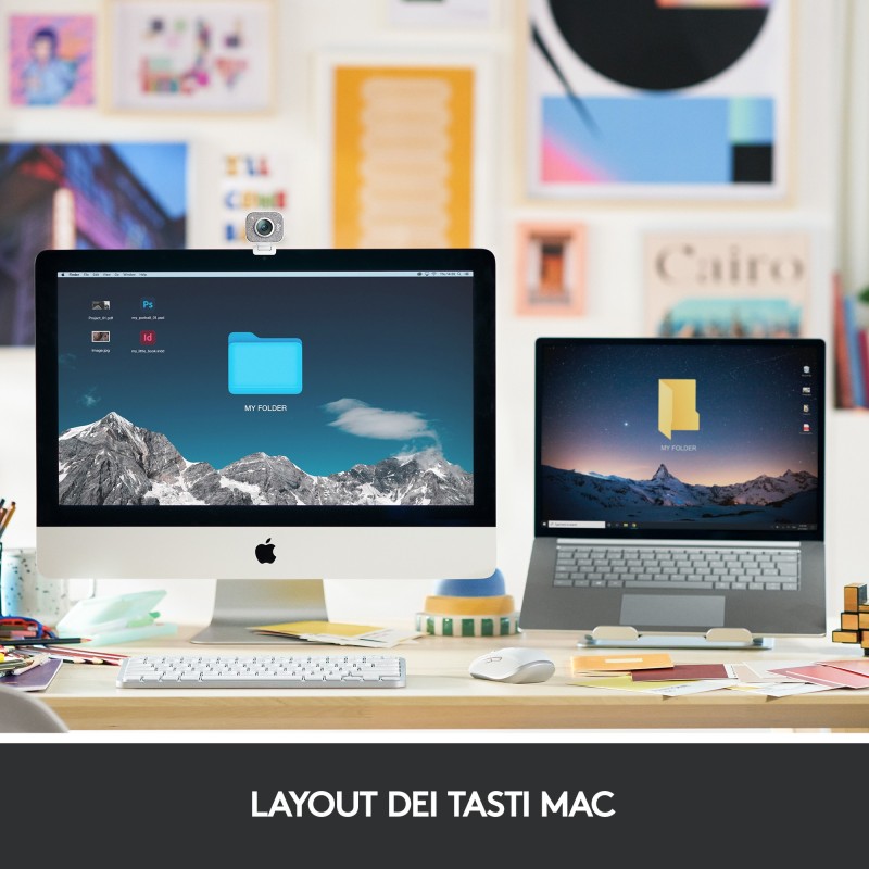 Logitech MX Keys Mini per Mac Tastiera Wireless, Minimal, Compatta, Bluetooth, Tasti Retroilluminati, USB-C, Digitazione