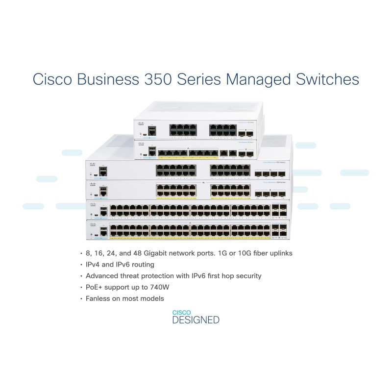 Cisco CBS350-24NGP-4X-UK switch di rete Gestito L3 Gigabit Ethernet (10 100 1000) Supporto Power over Ethernet (PoE) 1U Nero,