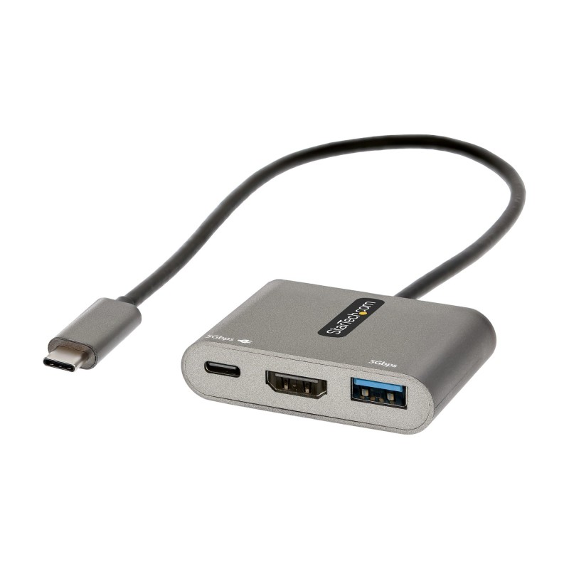 StarTech.com Adattatore multiporta USB C - USB-C a HDMI 4K - 100W PD Pass-Through - Hub USB 3.0 5Gbps (1xType-C 1xA) - Mini