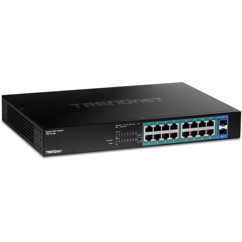 Trendnet TPE-TG182 switch di rete Gigabit Ethernet (10 100 1000) Supporto Power over Ethernet (PoE) 1U Nero