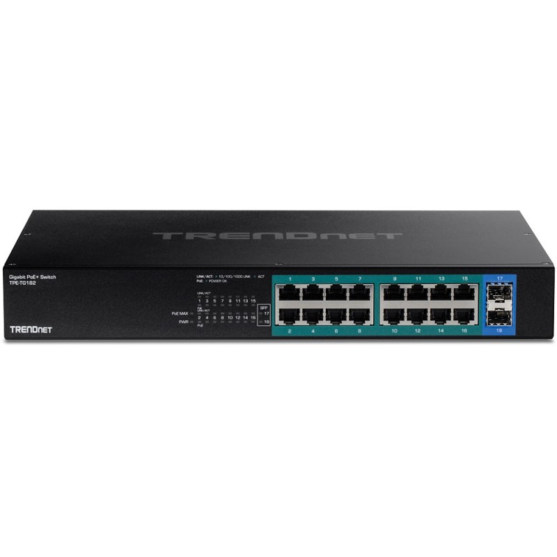 Trendnet TPE-TG182 switch di rete Gigabit Ethernet (10 100 1000) Supporto Power over Ethernet (PoE) 1U Nero