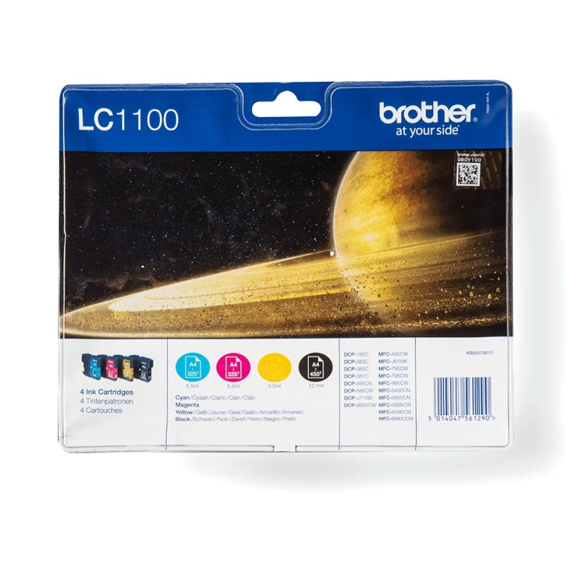 Brother LC1100VALBPDR cartuccia d'inchiostro 4 pz Originale Nero, Ciano, Magenta, Giallo