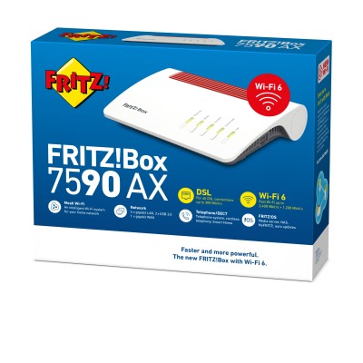 FRITZ!Box 7590 AX router wireless Gigabit Ethernet Dual-band (2.4 GHz 5 GHz) Bianco