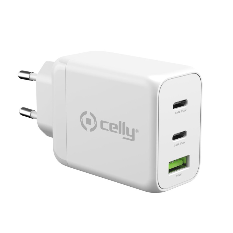 Celly TC3GAN65WWH Caricabatterie per dispositivi mobili Computer portatile, Smartphone, Tablet Bianco AC Interno