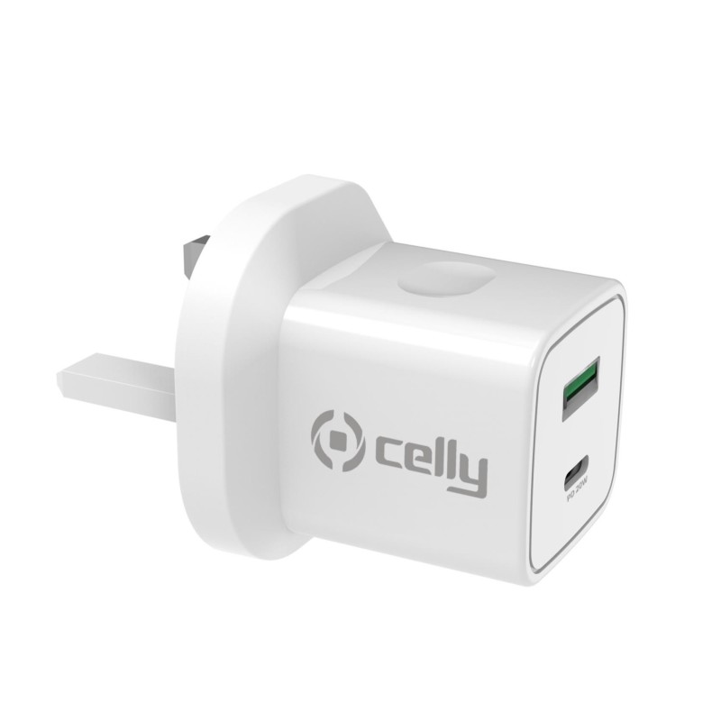 Celly TC2USBUSBC20WUK Caricabatterie per dispositivi mobili Smartphone, Orologio intelligente, Tablet Bianco AC Interno