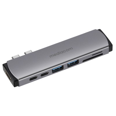 Mediacom MD-M201 replicatore di porte e docking station per laptop Cablato USB 3.2 Gen 1 (3.1 Gen 1) Type-C Alluminio