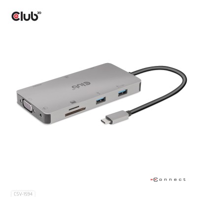 CLUB3D CSV-1594 replicatore di porte e docking station per laptop USB 3.2 Gen 1 (3.1 Gen 1) Type-C Nero, Grigio