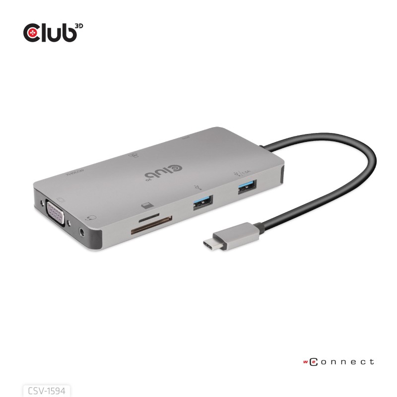 CLUB3D CSV-1594 replicatore di porte e docking station per laptop USB 3.2 Gen 1 (3.1 Gen 1) Type-C Nero, Grigio