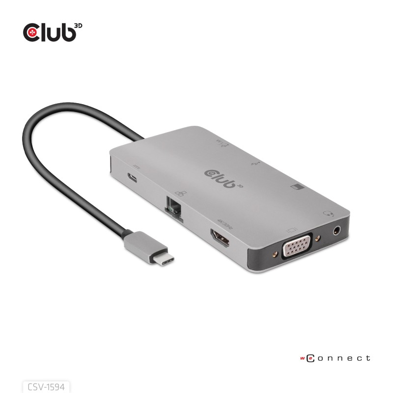 CLUB3D CSV-1594 replicatore di porte e docking station per laptop USB 3.2 Gen 1 (3.1 Gen 1) Type-C Nero, Grigio