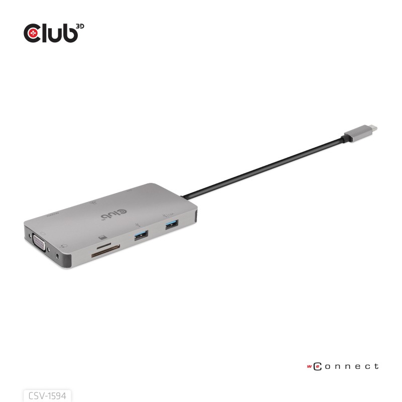 CLUB3D CSV-1594 replicatore di porte e docking station per laptop USB 3.2 Gen 1 (3.1 Gen 1) Type-C Nero, Grigio