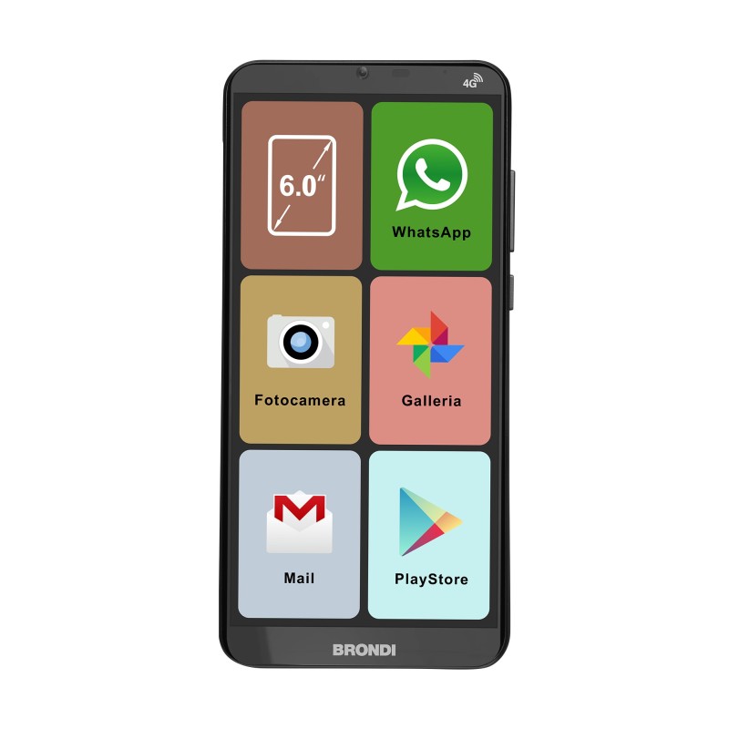 Brondi Amico Smartphone XL 15,2 cm (6") Doppia SIM Android 11 Go edition 4G USB tipo-C 2 GB 16 GB 2500 mAh Nero