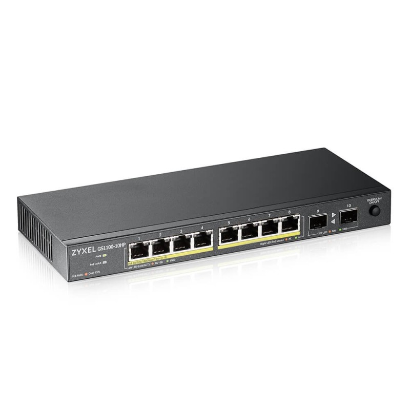 Zyxel GS1100-10HP v2 Non gestito Gigabit Ethernet (10 100 1000) Supporto Power over Ethernet (PoE) Nero