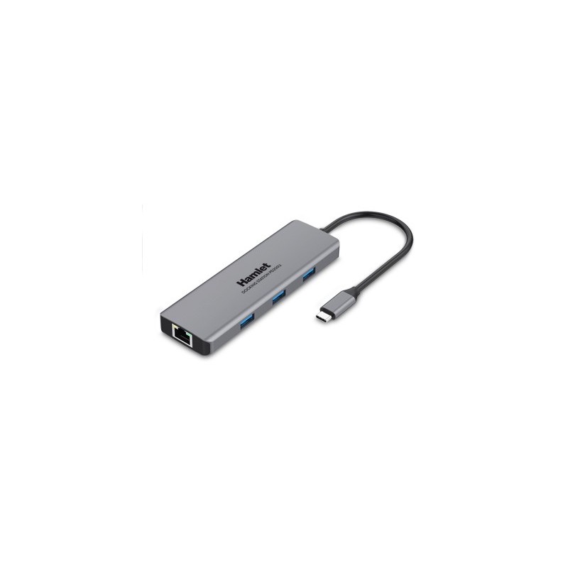 Hamlet HDKC-PD200 replicatore di porte e docking station per laptop Cablato USB 3.2 Gen 1 (3.1 Gen 1) Type-C Grigio