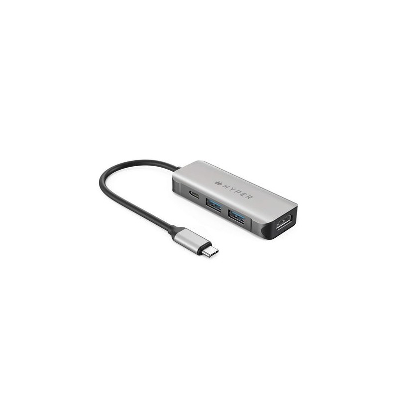 HYPER HD41-GL replicatore di porte e docking station per laptop USB 2.0 Type-C Nero, Grigio