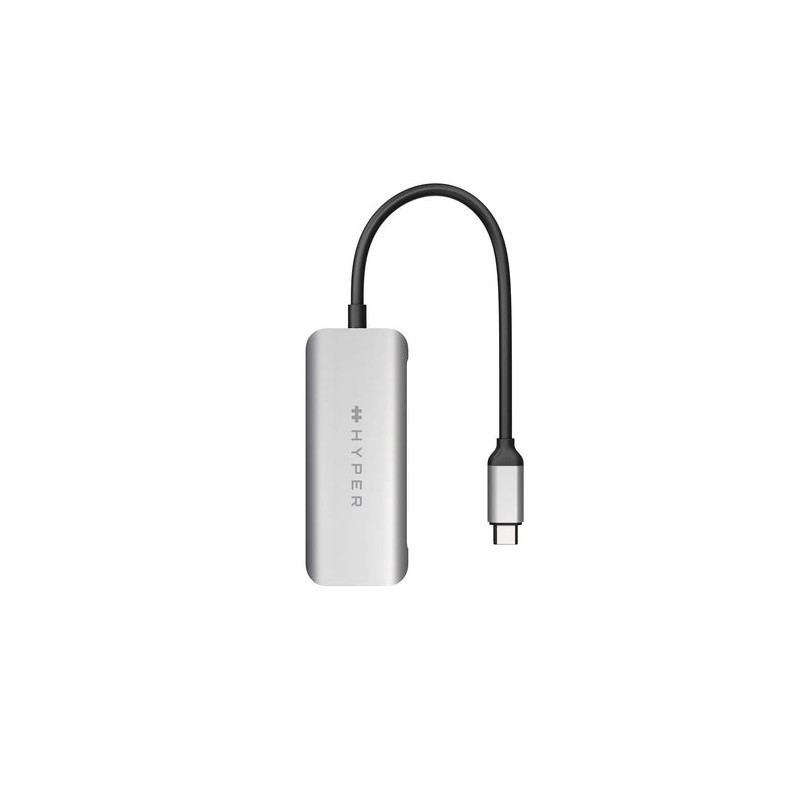 HYPER HD41-GL replicatore di porte e docking station per laptop USB 2.0 Type-C Nero, Grigio