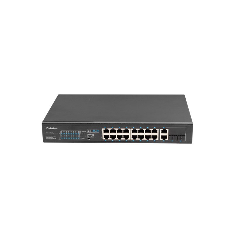 Lanberg RSFE-16P-2C-250 switch di rete Non gestito Gigabit Ethernet (10 100 1000) Supporto Power over Ethernet (PoE) 1U Nero