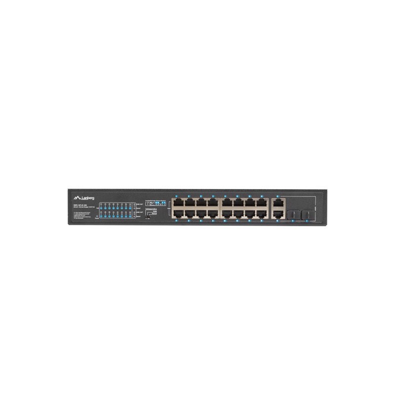 Lanberg RSFE-16P-2C-250 switch di rete Non gestito Gigabit Ethernet (10 100 1000) Supporto Power over Ethernet (PoE) 1U Nero