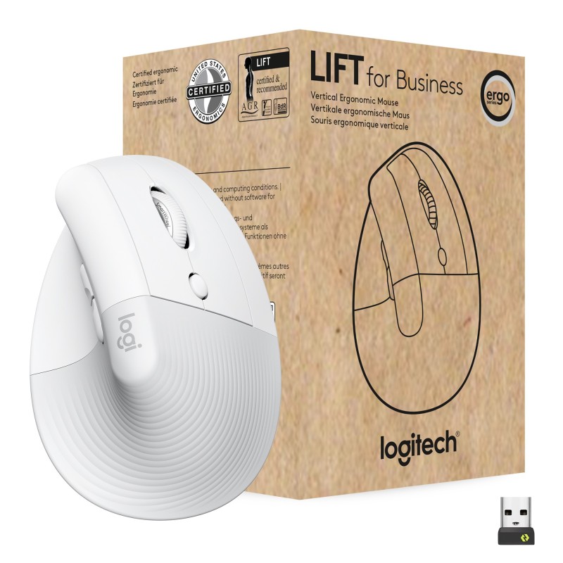 Logitech Lift for Business mouse Mano destra RF senza fili + Bluetooth Ottico 4000 DPI