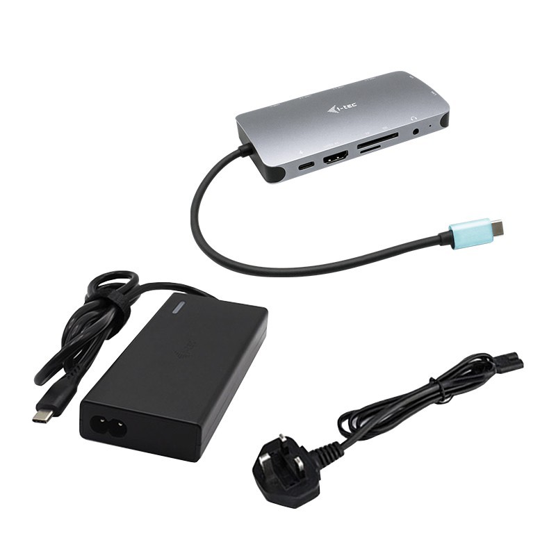 i-tec Metal USB-C Nano Dock HDMI VGA with LAN + Universal Charger 77 W